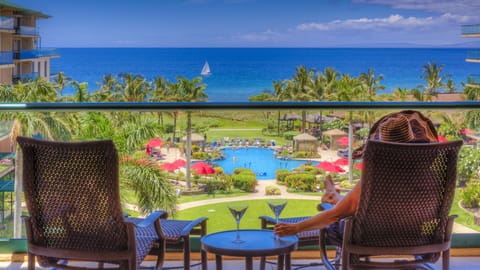 Actual view from our lanai (balcony) looking west toward the ocean!