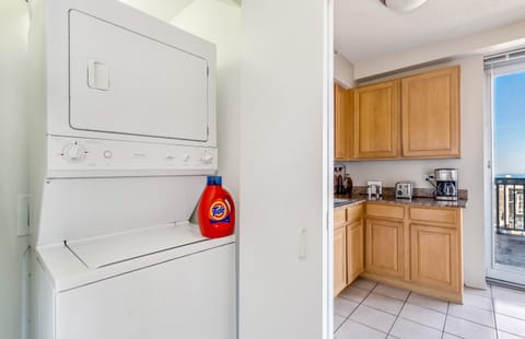 In unit washer/dryer with detergent and fabric softner