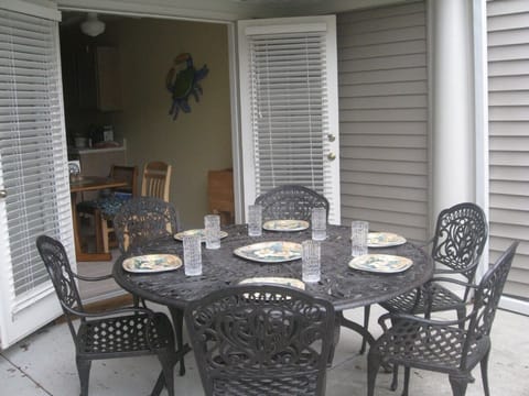 Enjoy your meals inside or outside on the patio