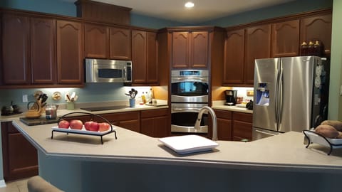 Fully stocked gourmet kitchen whether a snack or full course meal. It has it all