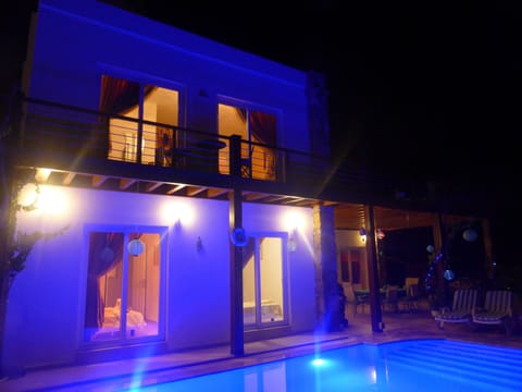 Villa Priene Pool at night 2016. Magical Place.  Floating Pool bar summer 2017!
