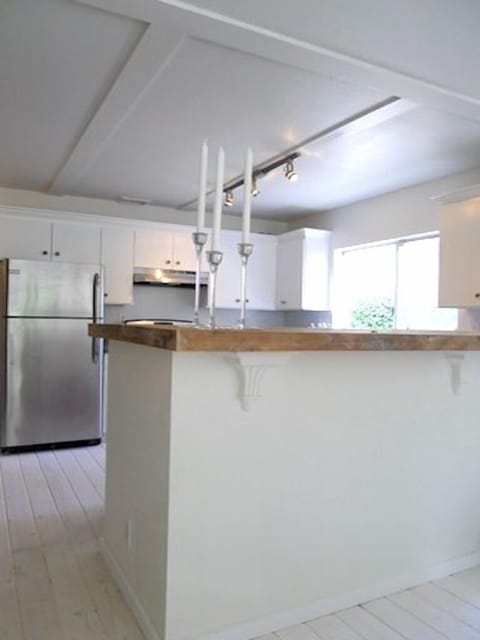 Reclaimed wood kitchen bar with all new stainless appliances