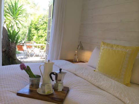 Enjoy coffee and tea in bed as you listen to the peaceful sound of the fountain