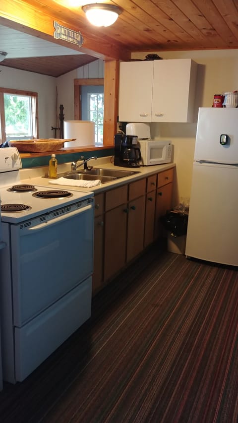 The kitchen has what you need to cook a meal.