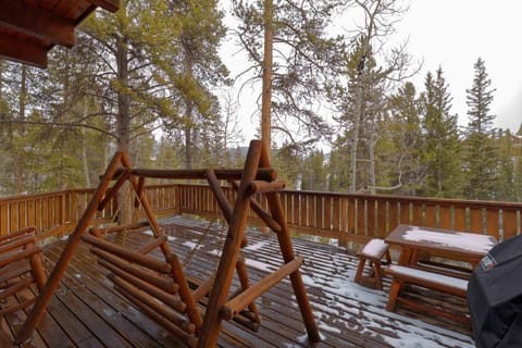 The upper deck overlooks the White River National forest and the Snowflake Lift