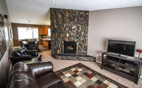 Comfortable Living Room with Fireplace.