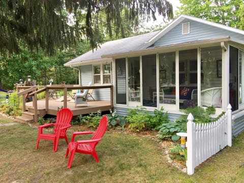 Sandy Feet, built in 1935  under a soaring pine at the end of a row of cottages