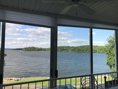 Beautiful view from the patio.  The doors open to a screen door or totally open.