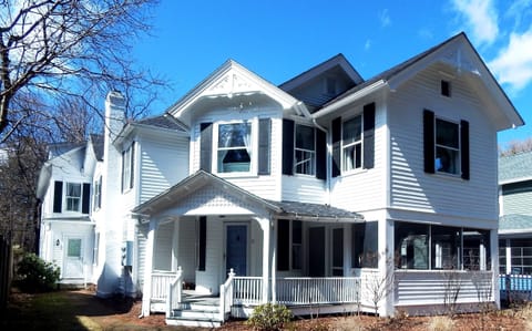 Blue door - entrance to the front house.  Walkway on left leads to back house.