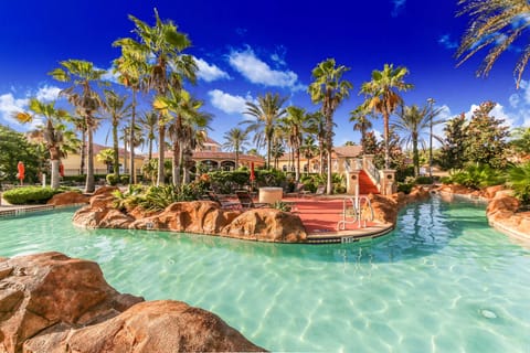 Tropical Resort! Coming around the island in the lazy river :-)