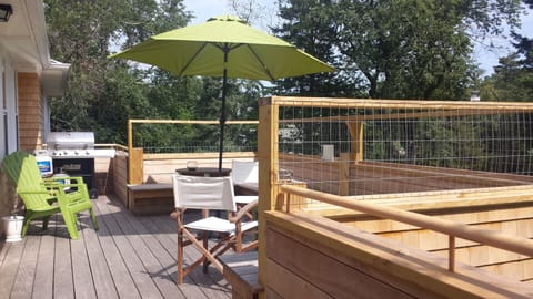 Chilling on the deck only half mile from Watch Hill's most beautiful beach!