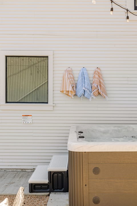 Private hot tub for 6-7 people. Pool towels and robes provided.