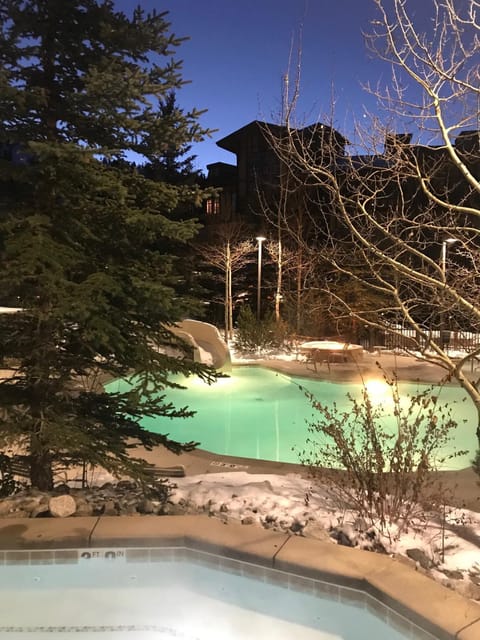 Heated pool and hot tubs at Club Solitude