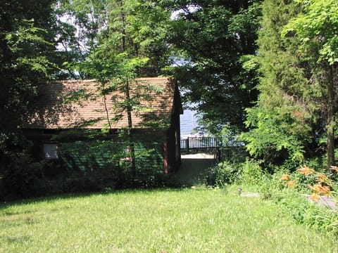 Looking down to the house from the road