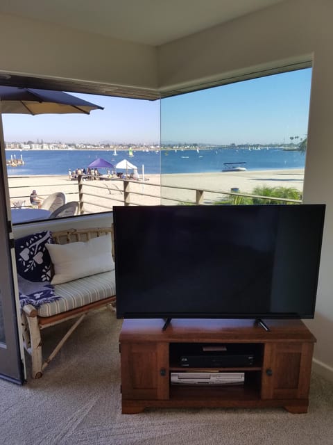 One of two flat screens