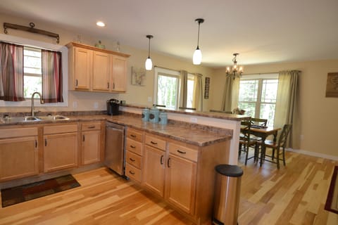 Fully stocked kitchen with Keurig coffee maker