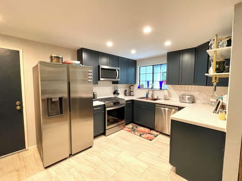 newly remodeled kitchen with air-fry-oven, dishwasher, microwave, coffee station