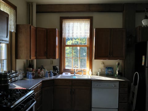 River view framed by kitchen window over sink.
