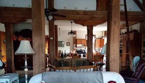 Living area in center front. Dining area & kitchen under dropped ceiling at rear