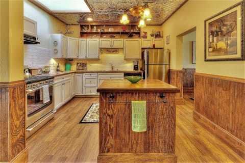 Black walnut island prep area 