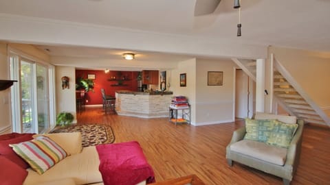 Basement Bar and Living Area. Full Bath by the Stairs