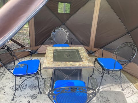 Secondary screen gazebo with gas fire pit yeah