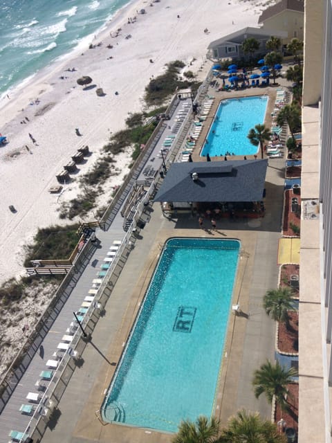 double pools and tiki hut