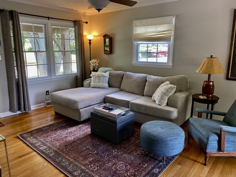 Enjoy a comfy couch and big screen tv equipped with your favorite shows!
