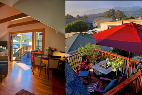 Great room and deck side by side.
