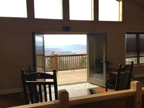 The French doors in the summer looking out to the valley below.