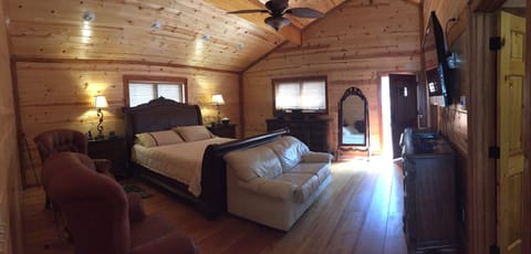 Master Bedroom.  Panoramic shot.  22x18 feet with private deck and luxury bath.