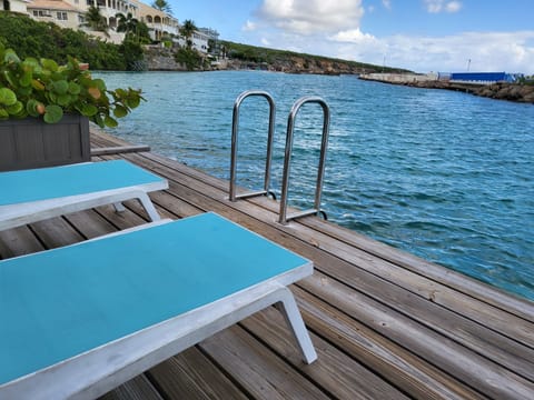 private deck with access to the lagoon