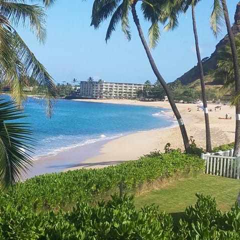 Makaha Beach. Yes we are right on the beach.