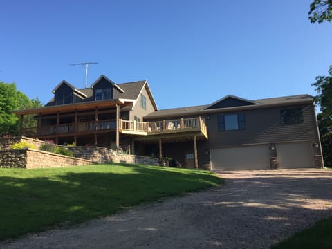Loft is above garage. Entrance through garage with separate entrance to rental. 