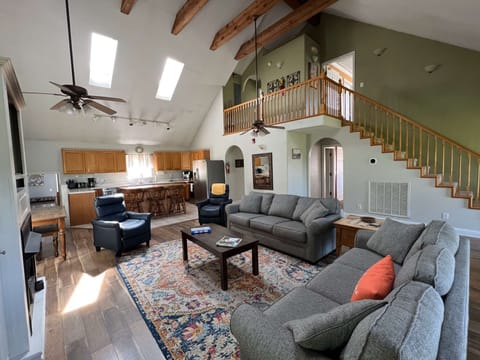 Wide open living room and kitchen area.