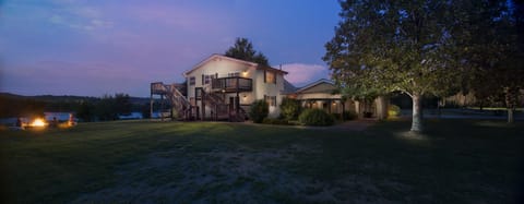 Fire pit at Little River Guest House at night.