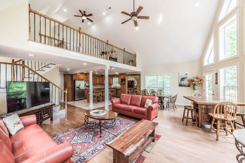 Main Floor TV Dining Kitchen all together
also joins upper deck for lotsa space