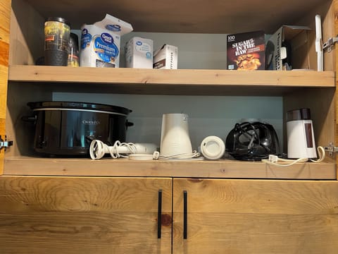 Crock pot, mixer, coffee grinder, immersion blender, blender. 