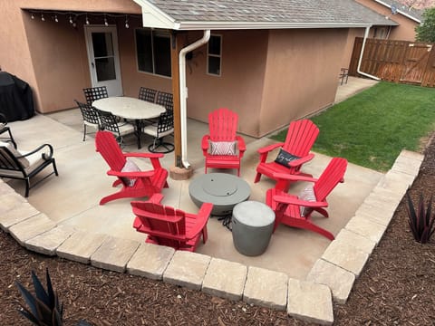Back yard with firepit