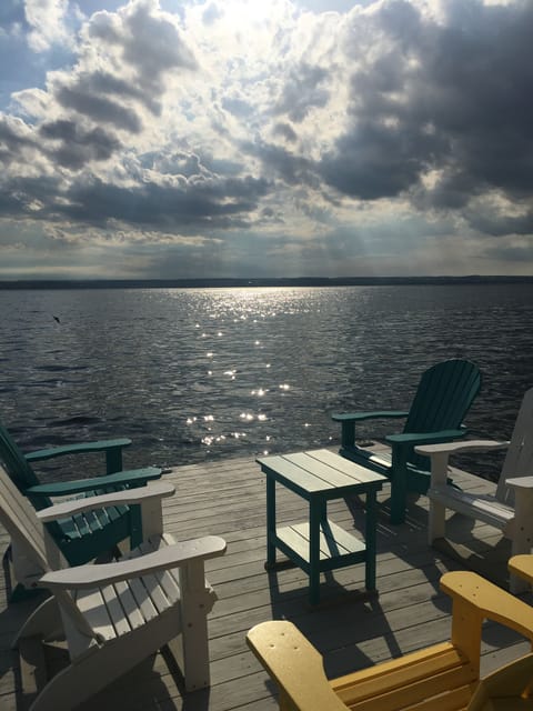 Enjoy the dock in the comfortable Adirondack chairs.