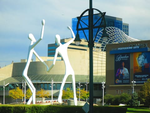 DENVER CENTER FOR THE PERFORMING ARTS IS NEXT BLOCK. 