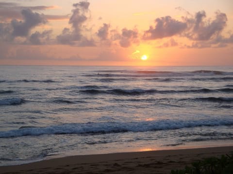 Magnificent Sunrises on the Beach a minute walk from my condo I go with coffee 