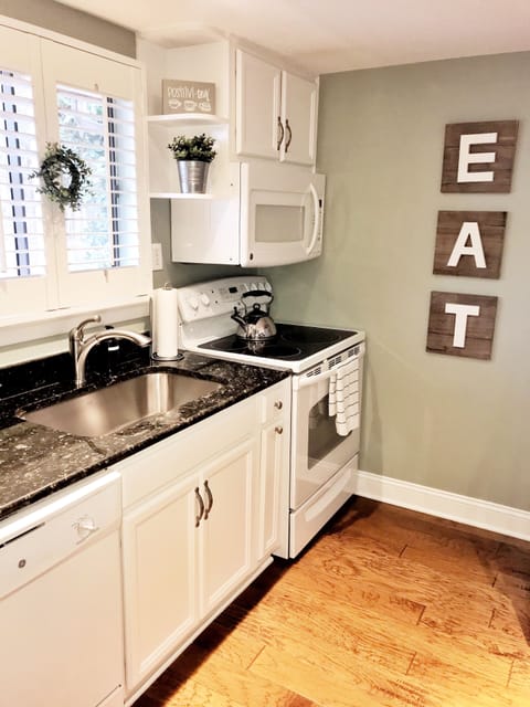fully stocked kitchen w/ full size appliances, utensils,dinnerware,cookware etc