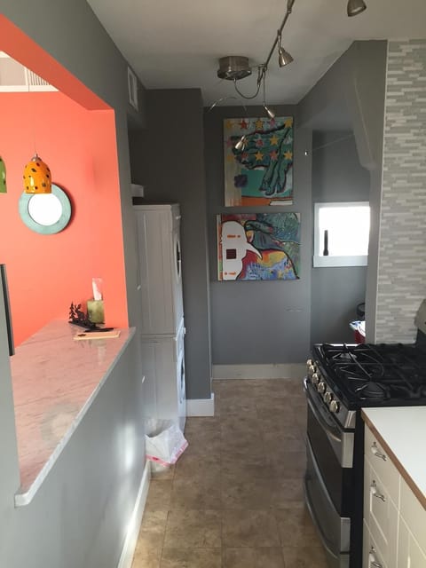 Galley kitchen and laundry.