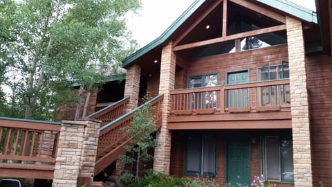 Front view with look at private master balcony,  and lower entrance 