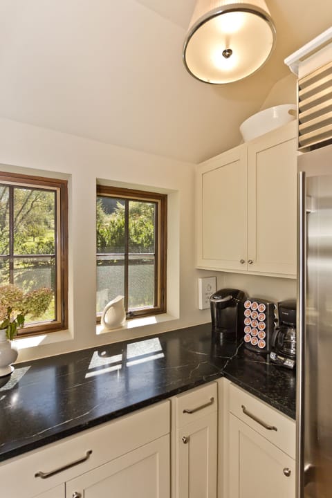 Cheerful "coffee" room with second sub-zero refrigerator.