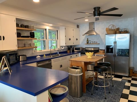 Kitchen with stainless steel appliances