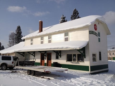 Ample parking for snowmobile trailers and several vehicles.