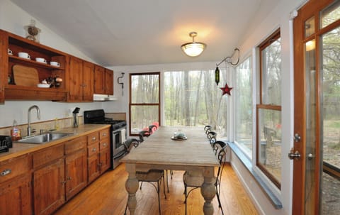 The kitchen - Rustic, with modern appliances.
