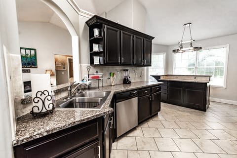 Equipped with blender, crockpot, toaster, mixer, coffee makers, tea pot, etc. 